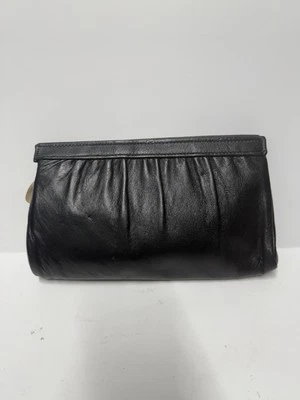 Bolso de Mano Vintage ANDI Negro Cuero Genuino 10”x6.5” Cremallera Usado en Excelente Condición Forrado Tirador de Latón Foto 1 de 4