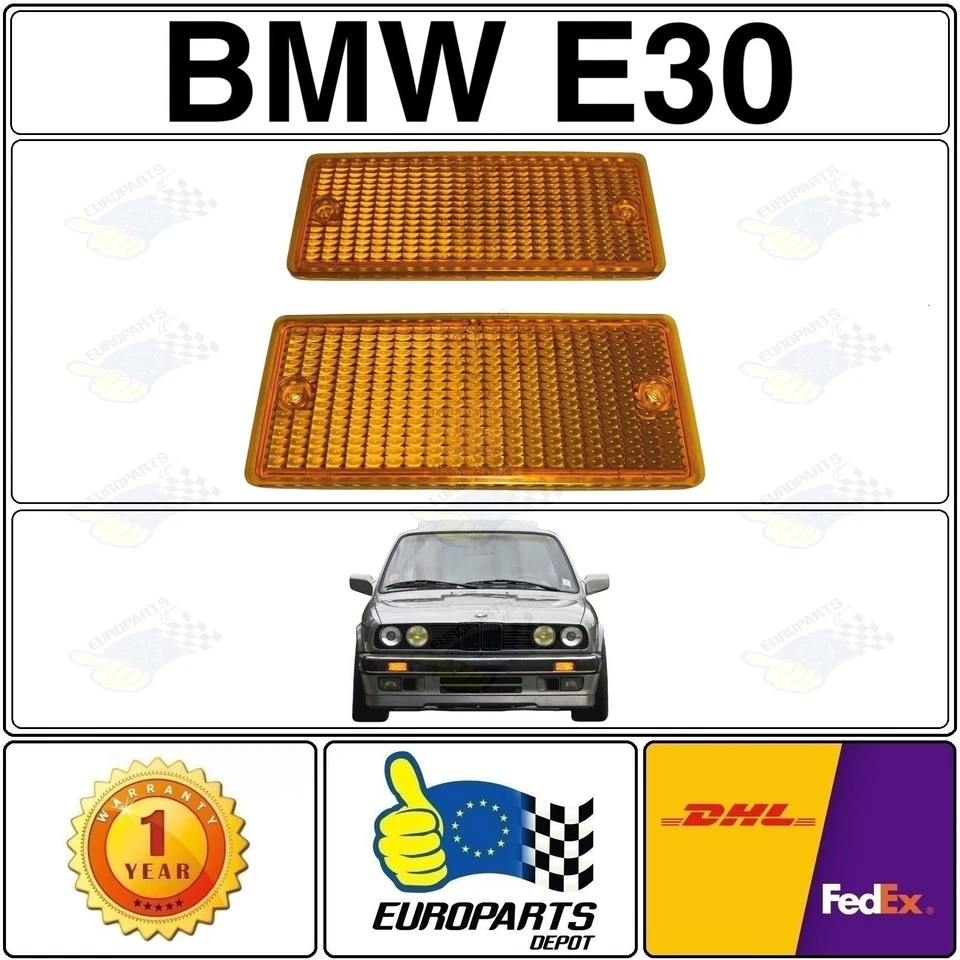 BMW E30 1984 modelo temprano parachoques de metal naranja señal de giro intermitente conjunto de lentes Foto 1 de 4