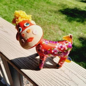 SELTEN Vintage DAKIN Dream Pets KUH Petunie Satin Blumen Sägemehl Stofftier Japan mit Etikett - Bild 1 von 16