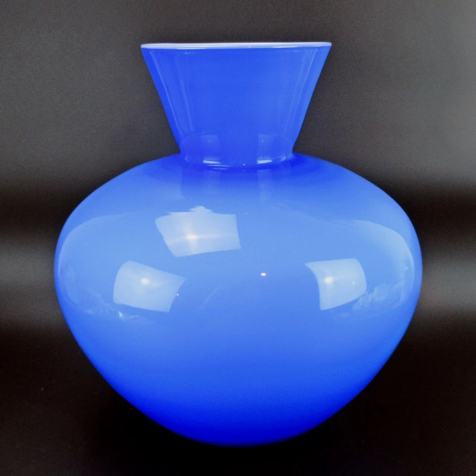 Designer Vase Überfangglas Blau/Weiss Vintage Retro 70er Jahre Cased Glass 27cm - Bild 1 von 4