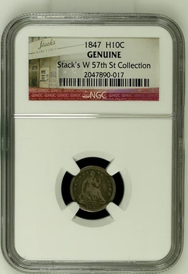 1847 Seated Liberty Half Dime H10C Silver Coin Km 62 NGC Genuine - Image 1 of 4