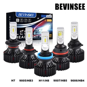 BEVINSEE T8 2PCs H7 H8 H11 9005 9006 9007 Bombillas LED 6000K Blanco Brillante - Imagen 1 de 15