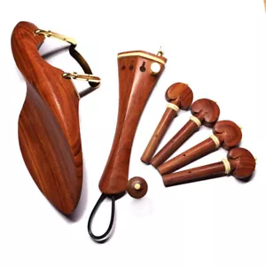 4/4 Geige Rose Holz Passform Hügelform Saitenhalter Kinnrest Stifte Endnadel Schraube Neu - Bild 1 von 3