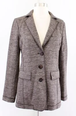 Worth New York Marrón Brezo Suéter Tejido Blazer Chaqueta Talla 2 Lana Mezcla Cáñamo Foto 1 de 4