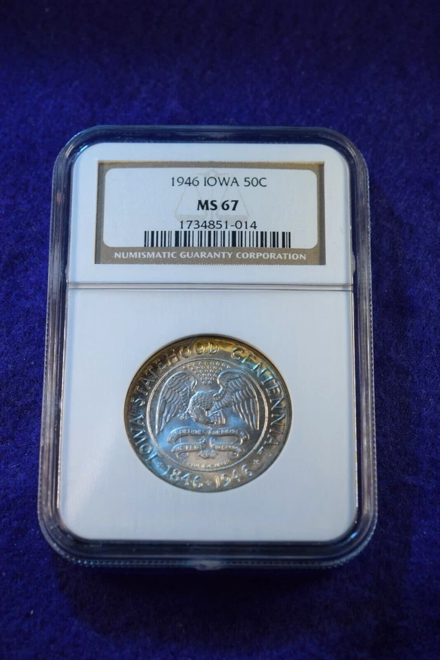 1946 IOWA COMMEMORATIVE HALF DOLLAR NGC CERTIFIED MS--67 GREAT HALF  #23 - Image 1 of 4