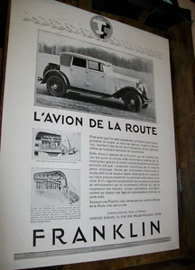 1930 Franklin FRANCESE grande-mag auto pubblicità-"L'Avion de La Route"-L'aereo stradale - Foto 1 di 1