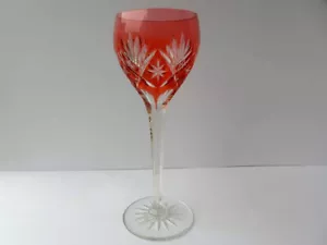 Wine Glass, Stemware Crystal Himbeerroter Flashing Hand Cut Um 1920 G16 - Picture 1 of 9