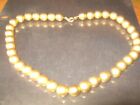 Vintage Single Strand Knotted Faux Pearl Necklace Gold Tone Screw Clasp
