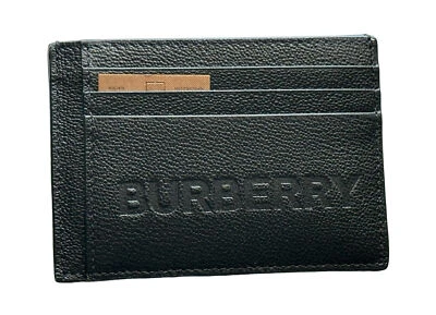 NWT $350 Burberry Logo Embossed Grained Leather Black Card Case 8052878 - Image 1 of 4