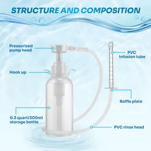 300ml Pump Action Douche Enema Bottle with Nozzle Vaginal Anal Cleaning Reusable - Picture 1 of 8