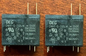 SET 2 GENERAL PURPOSE SPST 20A 12V RELAYS TYCO OEG OMIF-S-112LM 2+4Pins (Bin: A) - Picture 1 of 5
