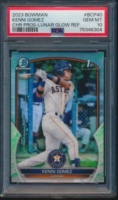 PSA 10 KENNI GOMEZ 1st 2023 Bowman Chrome LUNAR GLOW REFRACTOR RC GEM MINT - Image 1 of 3
