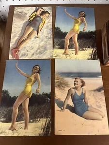 VINTAGE MWM BATHING BEAUTY GIANT POST CARDS BB SERIES VERY GOOD COND - Picture 1 of 2