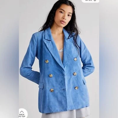 Новый с Ярлыками Free People X пустой NYC реальный замшевый блейзер в Ривьера синий - размер XS - Изображение 1 из 4