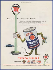 Aceite de motor Havoline 1946 Texasaco garaje efímero anuncio impreso década de 1940 - Imagen 1 de 1