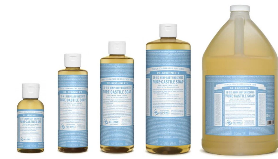 NEW Dr. Bronner's Pure-Castile Soap Liquid Hemp Baby Unscented All Size Bronners - Image 1 of 1