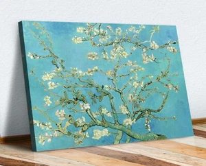 CANVAS WALL ART Vincent van Gogh Almond blossom TEAL 30MM DEEP FRAMED PRINT - Picture 1 of 4