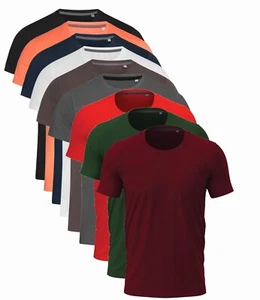 Mens Plain Slim Fitted Body Fit Cotton + Elastane Fashion Tee T-Shirt Tshirt - Picture 1 of 14