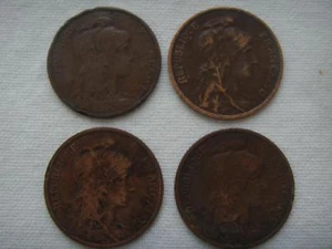 4 X FRENCH BRONZE 5 CENTIMES 1907 1911 1914 1916 - Picture 1 of 1