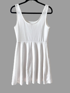 Mossimo Women’s Tank Dress White Jersey Elastic Waist Summer Stretch Sz Large