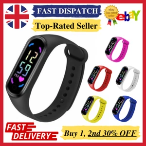 LED Wrist Watch Digital Sport Silicone Strap Kids Teen Girls Boys Children Gift - Picture 1 of 16