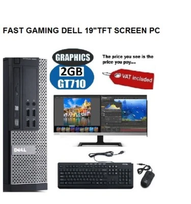 FAST GAMING DELL BUNDLE TOWER PC FULL SET COMPUTER SYSTEM INTEL i5 8GB 1TB GT730 - Image 1 of 4