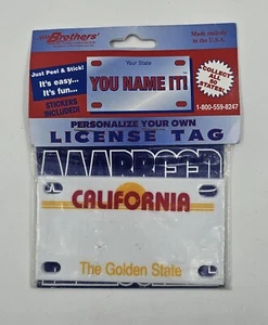 Vintage Mini California Novelty DIY Blank License Plate w/ Peel & Stick Letters - Picture 1 of 2