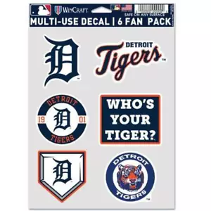 Detroit Tigers - Sheet Of 6 Vinyl Stickers - Picture 1 of 1