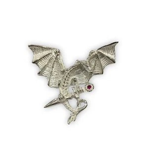 Pendente Drago con pugnale in argento 925% e brillante - Picture 1 of 4