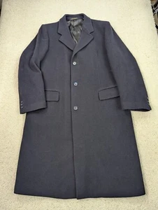Abrigo de Lana para Hombres 44 Negro Chaqueta Largo Vintage Abrigo Pesado Coche Abrigo Botón Vestido - Imagen 1 de 16