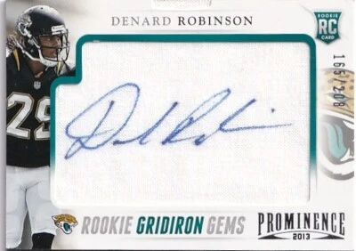 2013 Panini Prominence Rookie Gridiron Gems Autographs #126 Denard Robinson/208 - Image 1 of 2