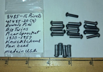 Made In USA NEW Sprocket Rivets, Dowels Big Twin Flathead Knuckle Panhead 30-57 - Image 1 of 3