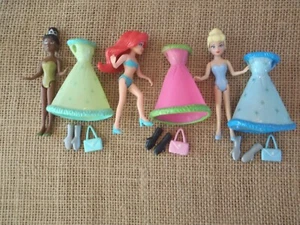 Polly Pocket Disney Princesa Lote 3 Muñecas Vestidos Cenicienta Tiana Ariel Lote W35 - Imagen 1 de 5