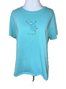 LIFE IS GOOD Relaxed Fit Women’s Seafoam Green Tee Size Medium Graduate - Picture 1 of 10