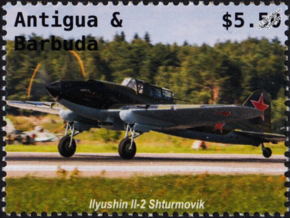 WWII ILYUSHIN IL-2 Shturmovík Soviet Aircraft Stamp (2022 Antigua & Barbuda) - Image 1 of 1