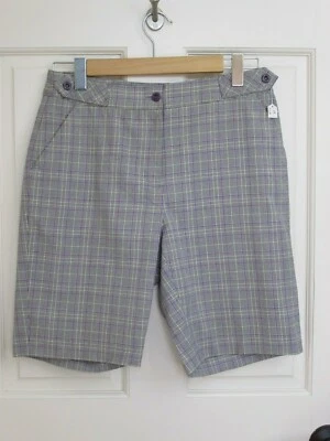 Pantalones cortos de golf EP Pro para mujer talla 4 cintura 29 púrpura a cuadros elásticos 19-25631 Foto 1 de 4