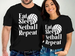 Eat Sleep Netball Repeat T-Shirt – Fun Game Day Tee for Players, Fans & Teams - Picture 1 of 17