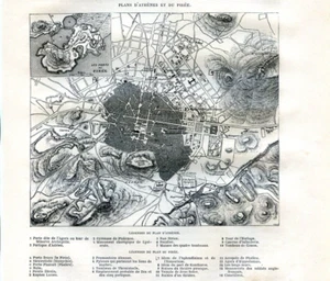 Greece, Map of Athens and Piraeus ...Antique engraving 1862 - Picture 1 of 2