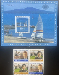 1990 Stamps New Zealand Mint - Block of 4 & One Mini-sheet.  One Owner. - Picture 1 of 4