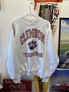Vintage 90s H L Miller Clemson University Tigers Striped Crewneck Size L Large - Picture 1 of 7
