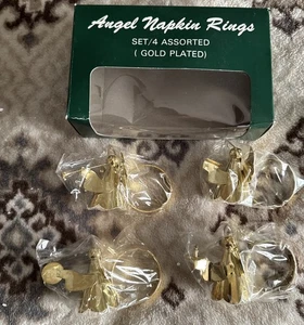 Juego de 4 servilletas de ángel vintage soportes decoración de mesa de Navidad de vacaciones nuevo de Lote Antiguo - Imagen 1 de 7