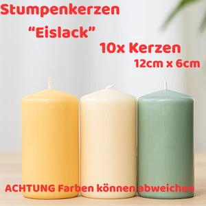 Eislack Kerzen Set 10er | Stumpenkerzen für Hochzeit, Advent & Wohn Deko - Bild 1 von 3