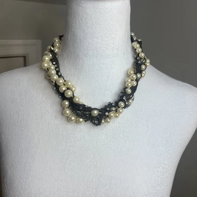 Collar de cadena retorcida con diamantes de imitación de perlas J Crew The Vintage Strand Foto 1 de 3