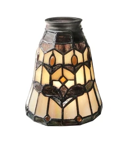 Repuesto pantalla Tiffany. (Beige con marrón) Repuesto de funda lámpara ventilador, - Imagen 1 de 6