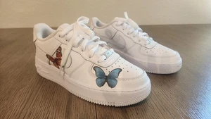 Nike Air Force 1 Low Purple Blue Butterfly Fun Shoes Sz 6.5y 8 Women w Box - Picture 1 of 24