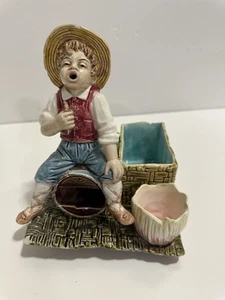 Antigua Figura de Porcelana Match Striker Soporte Bandeja de Cenizas Granja Niño Palillo de Dientes Humo - Imagen 1 de 10