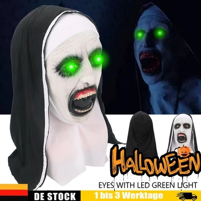 LED "The Nun" Horrormaske, Halloween, Partykracher, gruselige Maske,Cosplay Prop - Bild 1 von 4