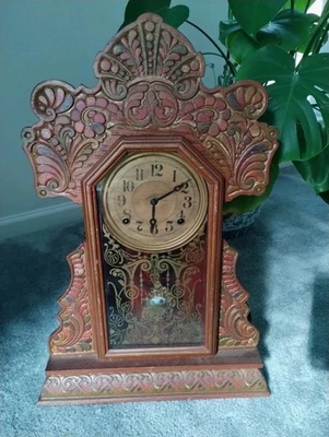 Antiguo Reloj de Pan de Jengibre Ingraham "Caracol" Pintado a Mano Arte Popular ¡¡¡Increíble!!!! Foto 1 de 4