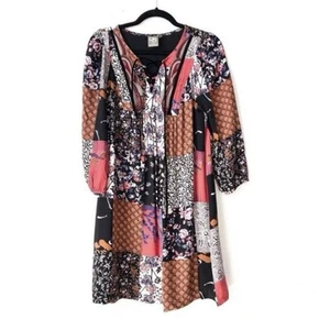 Anthropologie One September Colorful Boho Patchwork Tunic Boho Peasant Dress XS - Picture 1 of 7