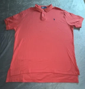 POLO by RALPH LAUREN Men's Polo Pink/Salmon, BLUE HORSE Size L - Picture 1 of 8